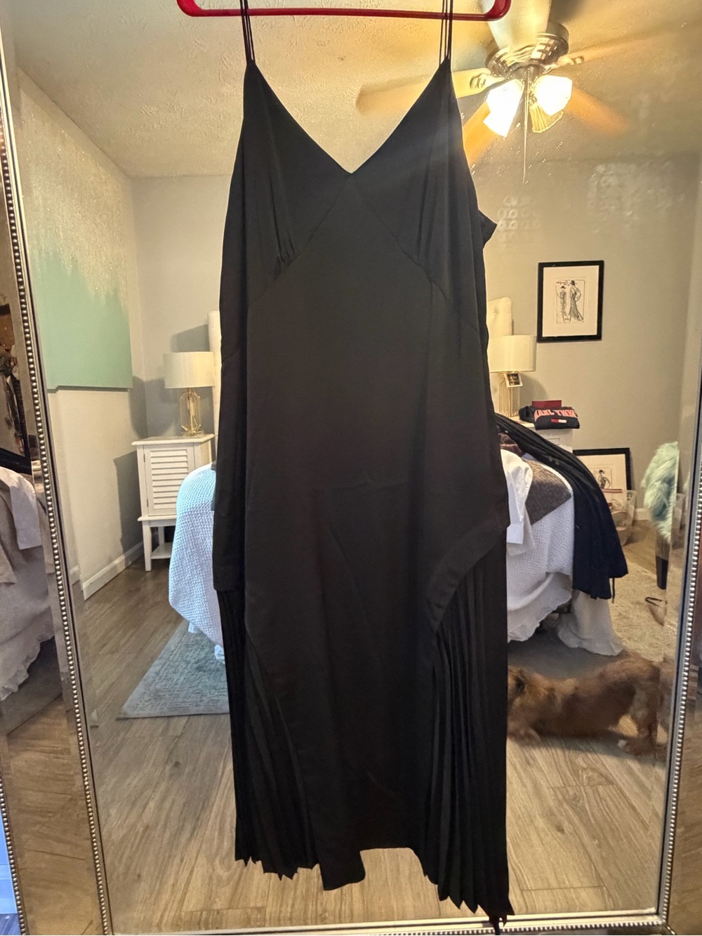 DKNY Black Asymmetrical Slip Dress
